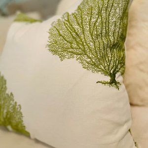 Embroidered Fan Coral Print Pillow Covers